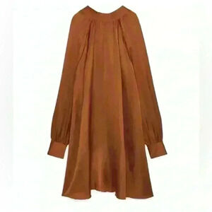 NWT ARKET‎ Stockholm Tie Neck Linen Blend Terracotta Size 36